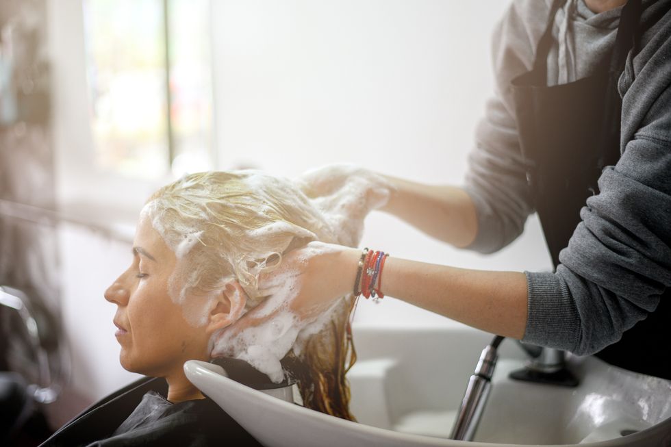 Hair washing in hair salon