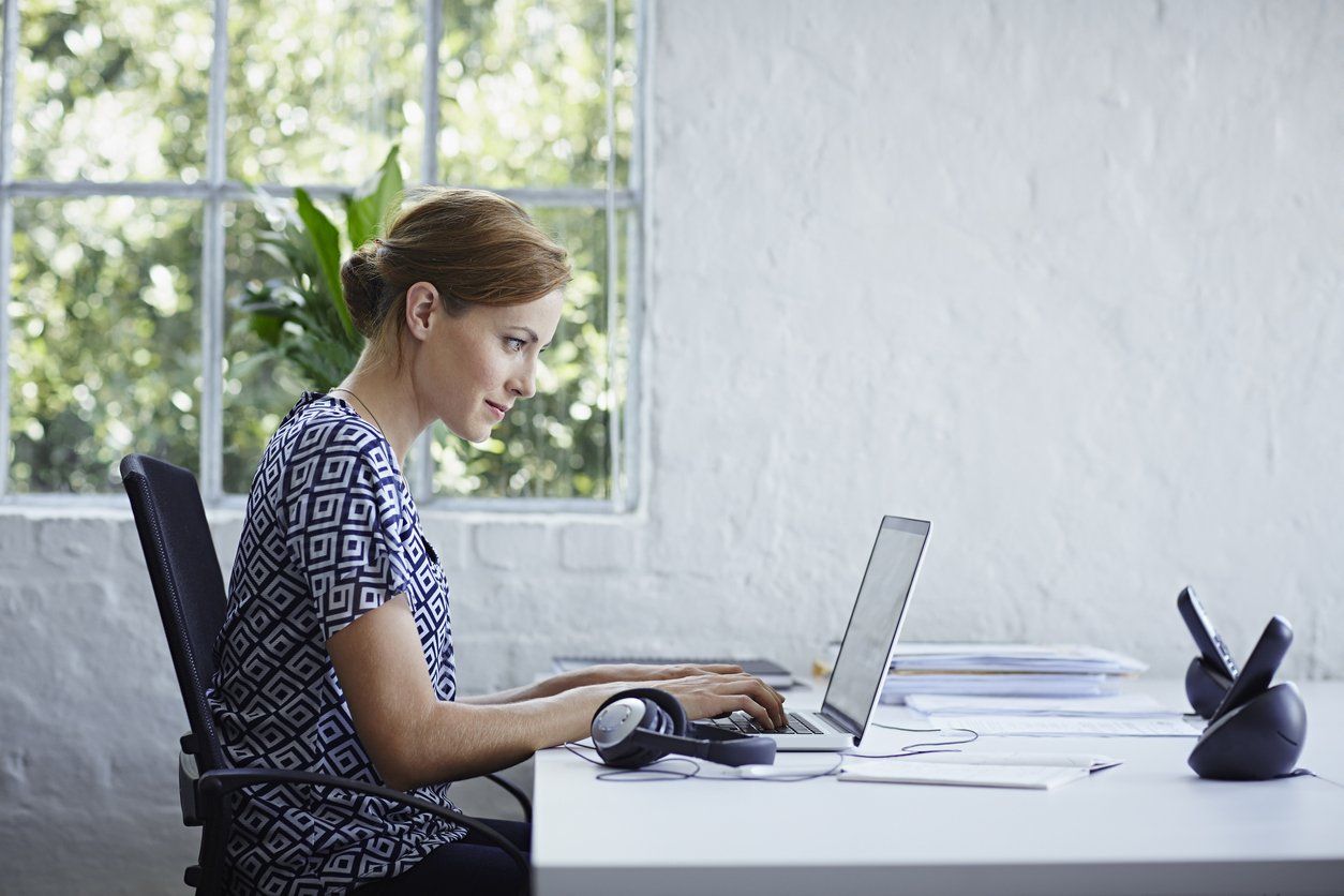 Woman working on computer 