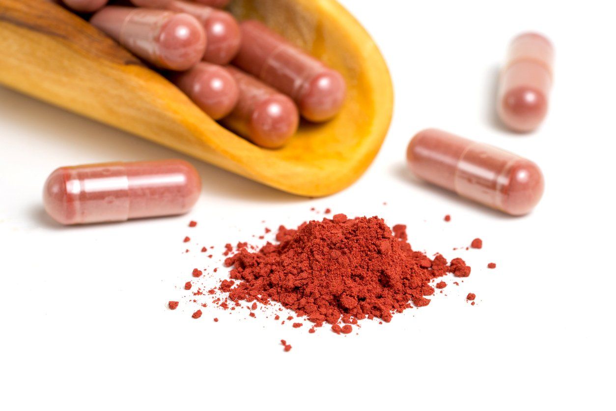 Red yeast rice or angkak or kojic rice powder and supplement capsule