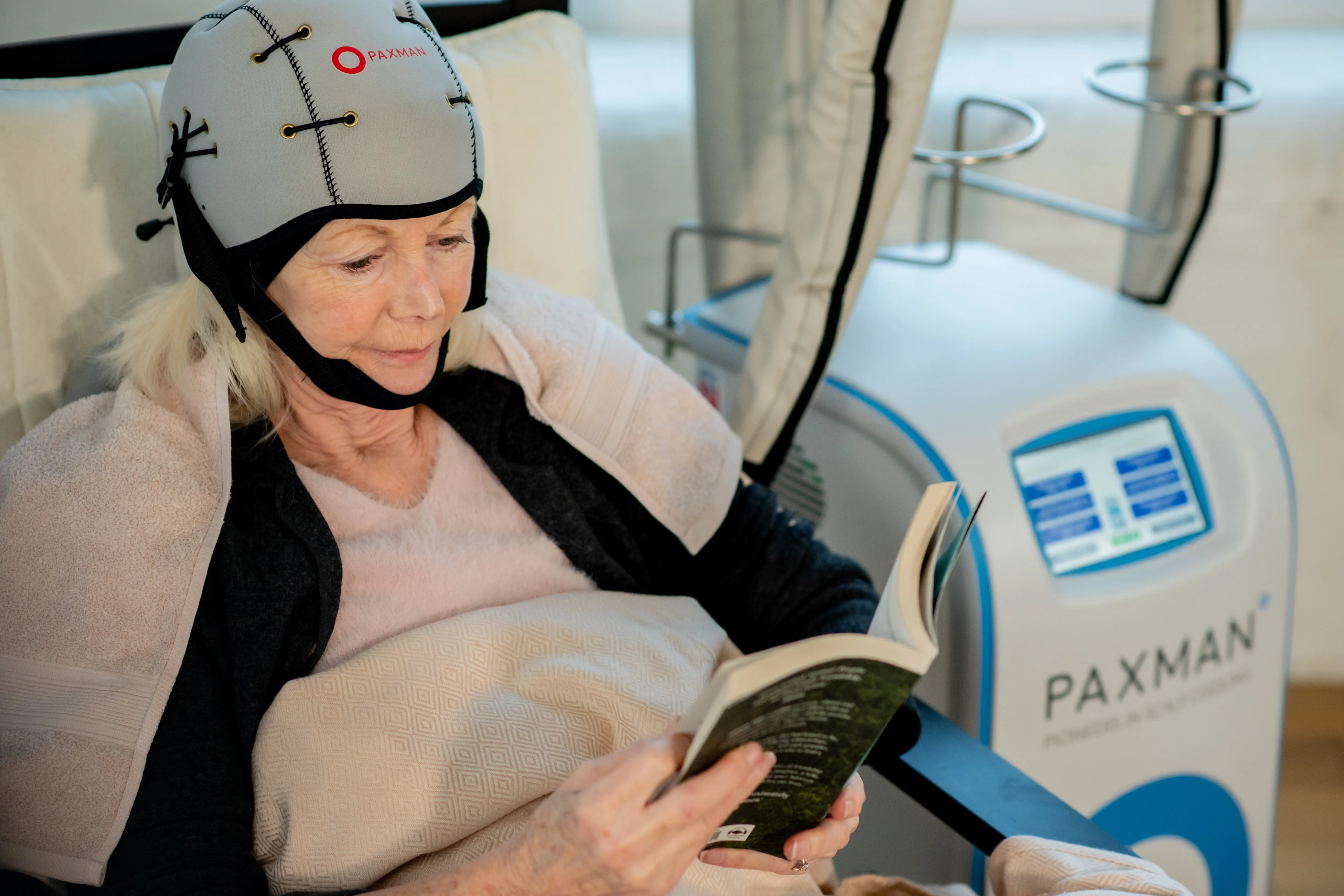 Patient During Scalp Cooling